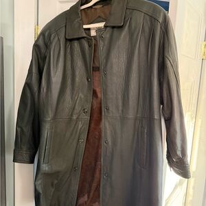 Men's Bow Street Station Green Leather Coat